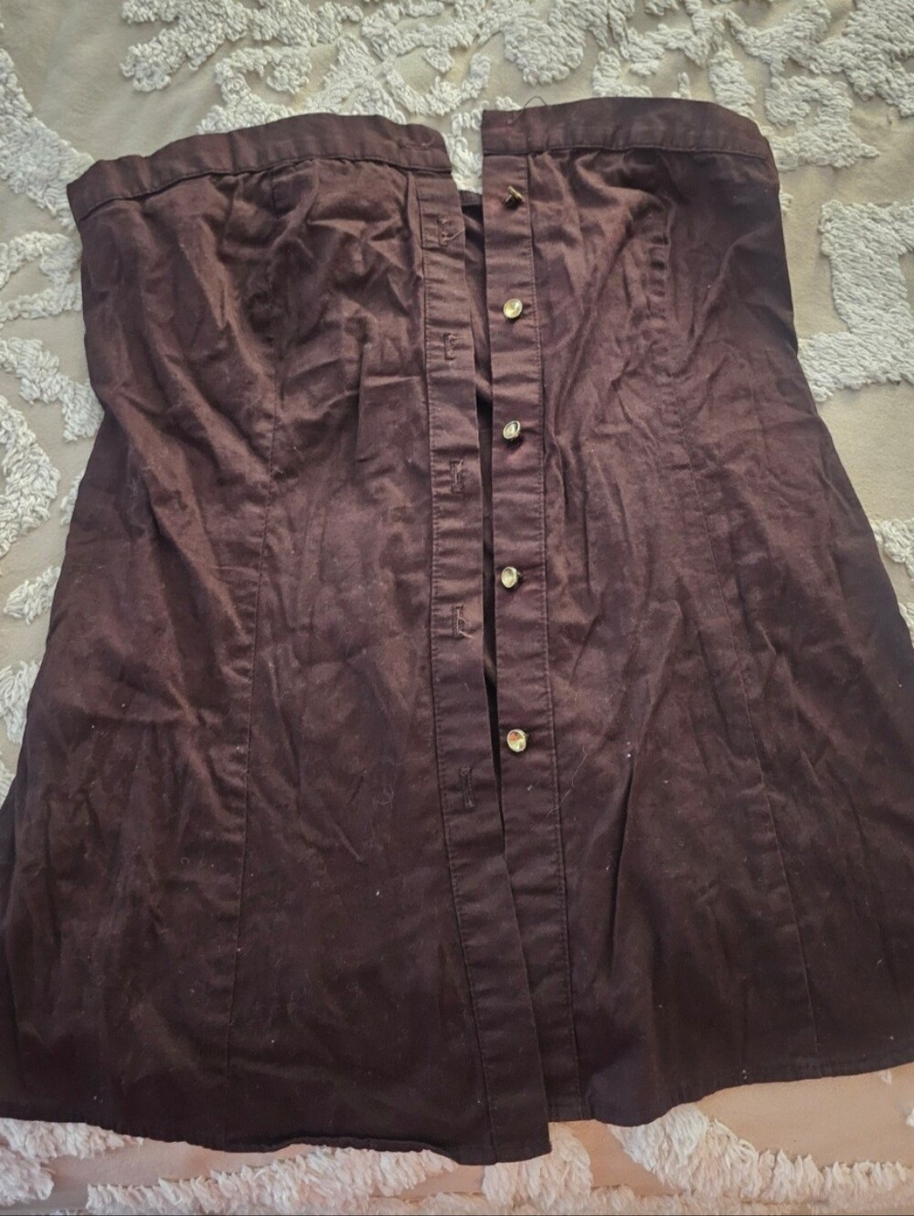 Wet Seal Brown Chino Button Down TubebTop